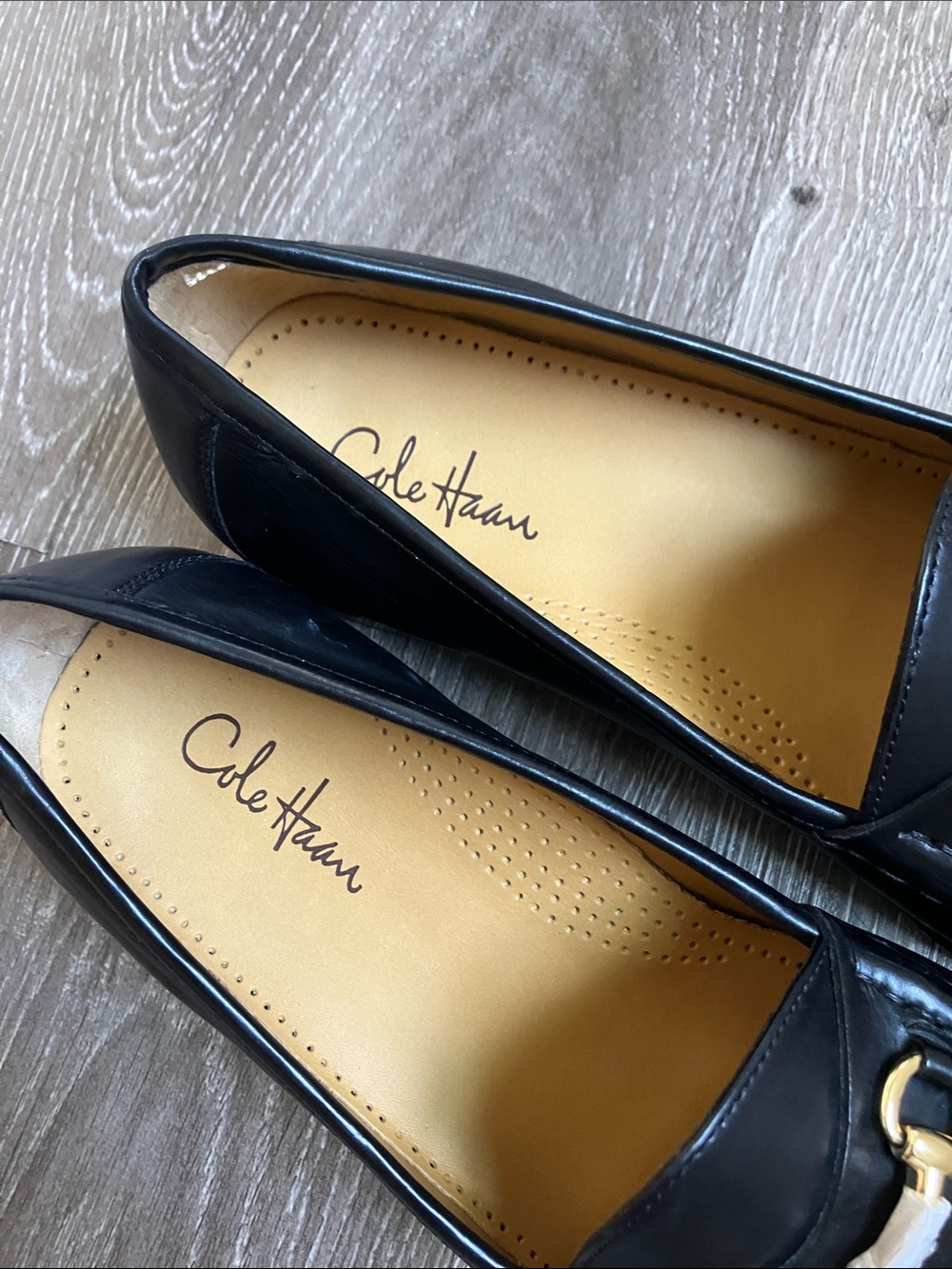 Cole Haan Ascot II black leather slip-on loafers gold-toned horsebit detail - Picture 15 of 17